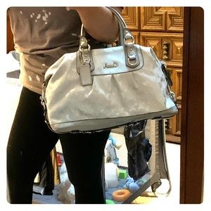 White and Silver Coach Purse